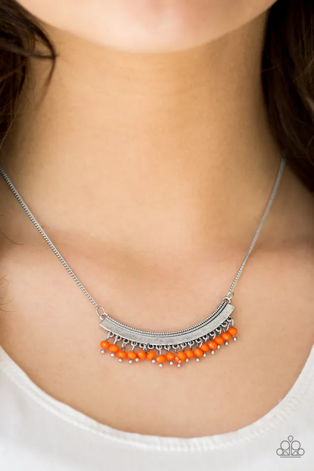 Paparazzi Fringe Fever Orange Bead Silver Crescent Necklace Paparazzi Accessories Necklaces Paparazzi Fringe Fever Orange Bead Silver Crescent Necklace Paparazzi Accessories Necklaces
