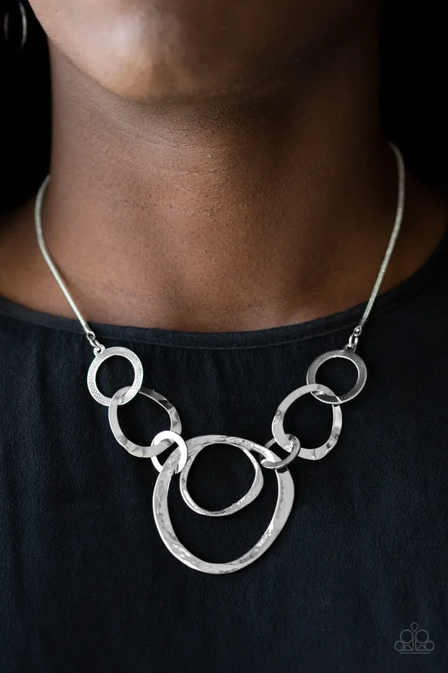 Paparazzi Progressively Vogue Silver Hammered Ring Necklace Paparazzi Accessories Necklaces Paparazzi Progressively Vogue Silver Hammered Ring Necklace Paparazzi Accessories Necklaces