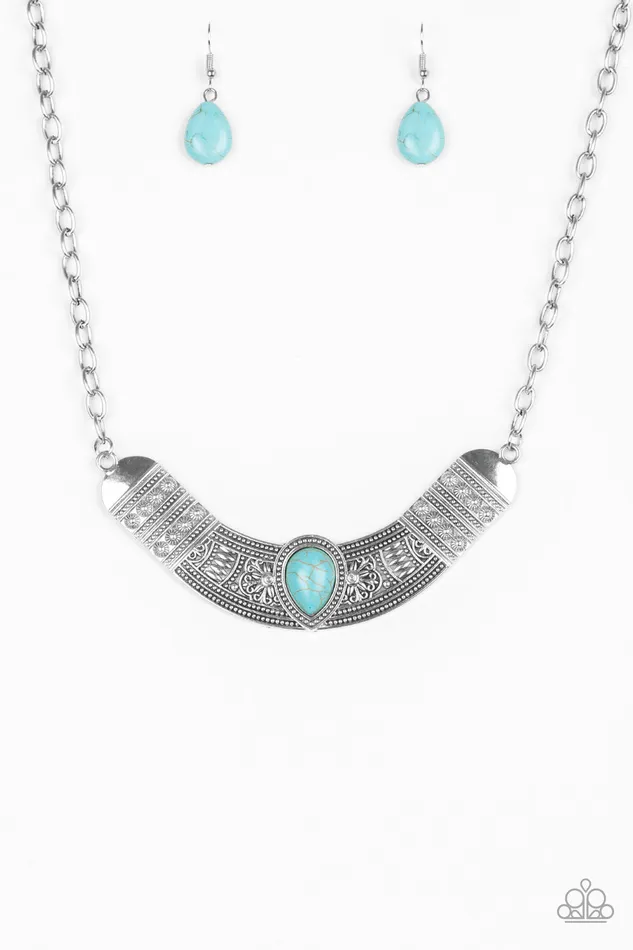 Paparazzi Very Venturous Blue Turquoise Tribal Crescent Necklace Paparazzi Accessories Necklaces Paparazzi Very Venturous Blue Turquoise Tribal Crescent Necklace Paparazzi Accessories Necklaces