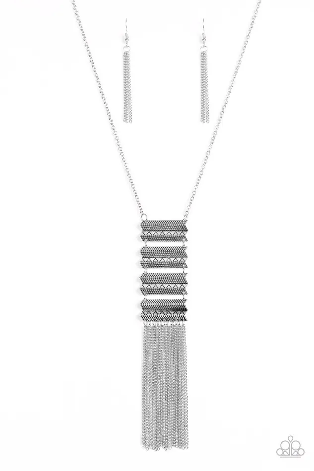 Paparazzi Watch Your Step Silver Fringe Necklace Paparazzi Accessories Necklaces