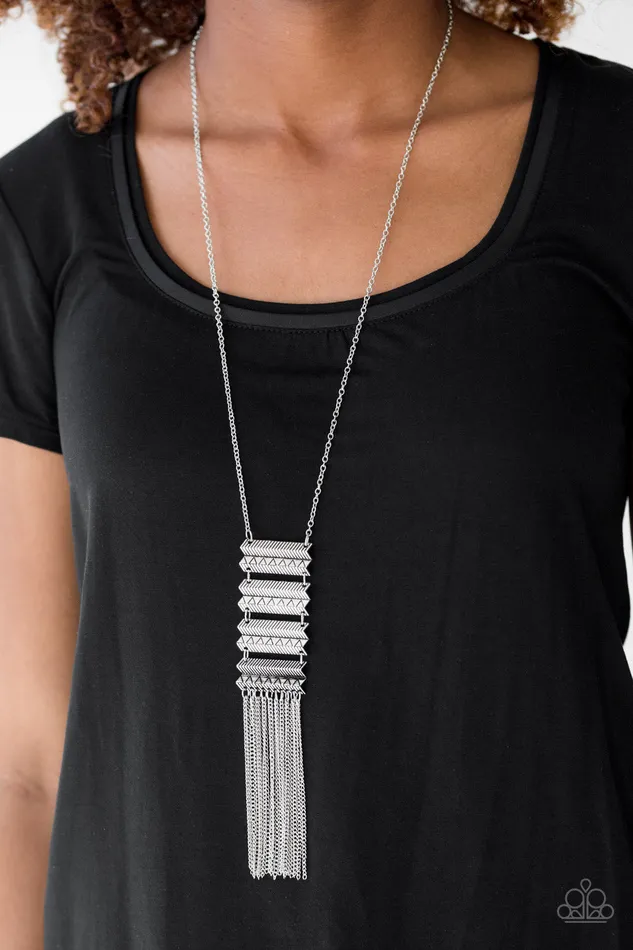 Paparazzi Watch Your Step Silver Fringe Necklace Paparazzi Accessories Necklaces Paparazzi Watch Your Step Silver Fringe Necklace Paparazzi Accessories Necklaces