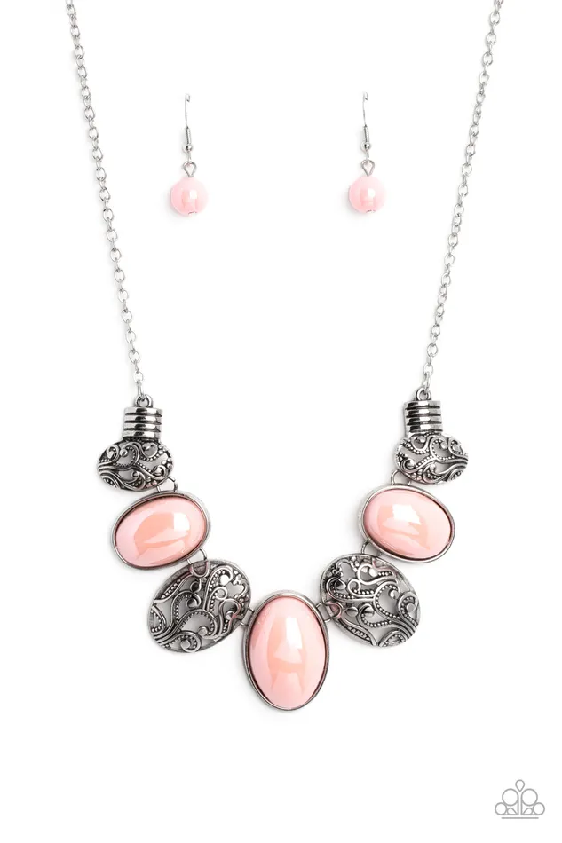 Patterned Paisley Pink Bead Silver Filigree Necklace Paparazzi Paparazzi Accessories Necklaces Patterned Paisley Pink Bead Silver Filigree Necklace Paparazzi Paparazzi Accessories Necklaces