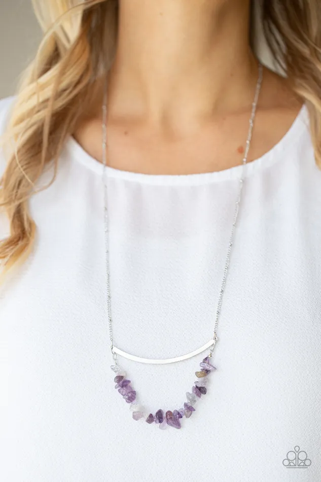 Pebble Prana Purple Stone Silver Layered Necklace Paparazzi Paparazzi Accessories Necklaces