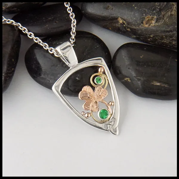 Pendant with Shamrock and Tsavorite Walker Metalsmiths Necklaces