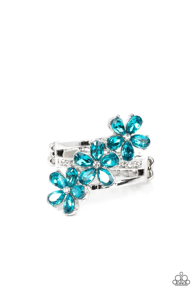 Posh Petals Blue Rhinestone Flower Silver Ring Paparazzi Paparazzi Accessories Rings Posh Petals Blue Rhinestone Flower Silver Ring Paparazzi Paparazzi Accessories Rings