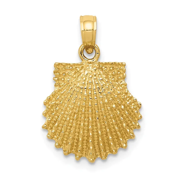 PreStyled Sets 14k Yellow Gold 14 mm Textured Scallop Shell Pendant 166 grams Qgold PreStyled Sets 14k Yellow Gold 14 mm Textured Scallop Shell Pendant 166 grams Qgold