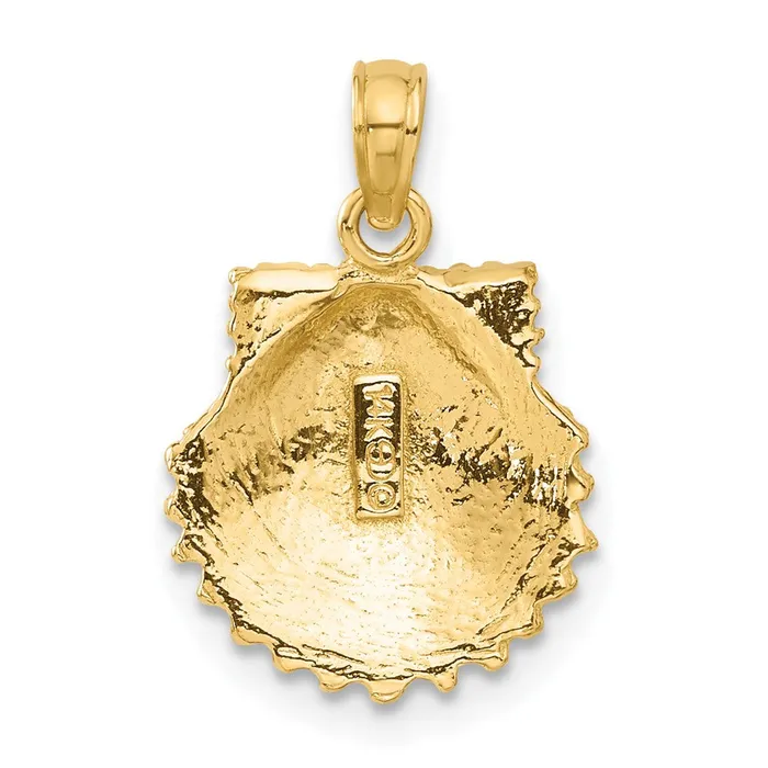 PreStyled Sets 14k Yellow Gold 14 mm Textured Scallop Shell Pendant 166 grams Qgold PreStyled Sets 14k Yellow Gold 14 mm Textured Scallop Shell Pendant 166 grams Qgold