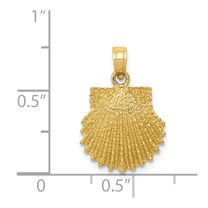 PreStyled Sets 14k Yellow Gold 14 mm Textured Scallop Shell Pendant 166 grams Qgold PreStyled Sets 14k Yellow Gold 14 mm Textured Scallop Shell Pendant 166 grams Qgold