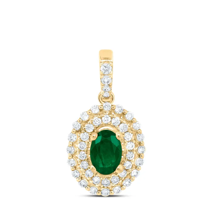PreStyled Sets 14Kt Gold 14CtwDia Ana M 6X4Mm OvEm Nat Gem Pendant GND