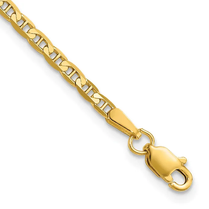 PreStyled Sets Qgold 10k Yellow Gold 24 mm Flat Anchor Chain Anklet 238 grams