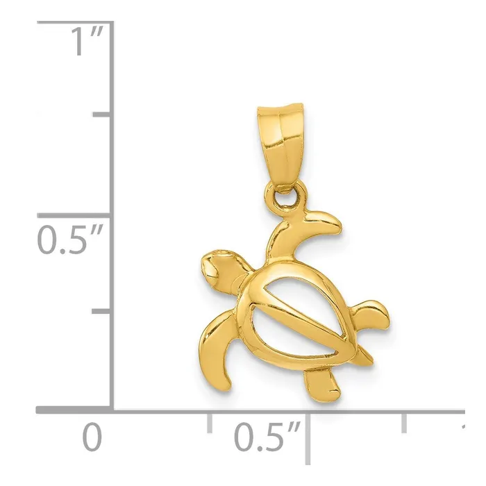 PreStyled Sets Qgold 14k Yellow Gold 13 mm Open Turtle Pendant 076 grams PreStyled Sets Qgold 14k Yellow Gold 13 mm Open Turtle Pendant 076 grams