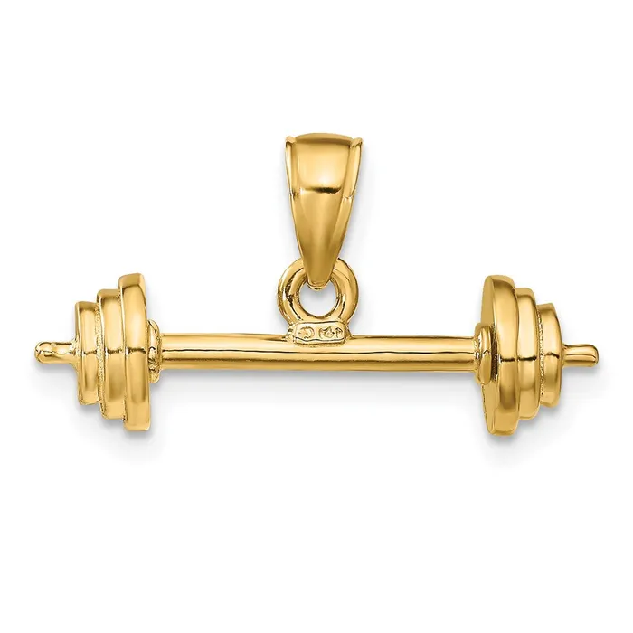 PreStyled Sets Qgold 14k Yellow Gold 23 mm 3D Barbell Pendant 236 grams PreStyled Sets Qgold 14k Yellow Gold 23 mm 3D Barbell Pendant 236 grams