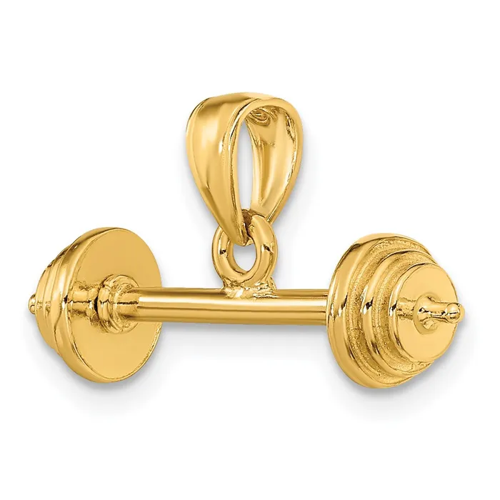 PreStyled Sets Qgold 14k Yellow Gold 23 mm 3D Barbell Pendant 236 grams PreStyled Sets Qgold 14k Yellow Gold 23 mm 3D Barbell Pendant 236 grams