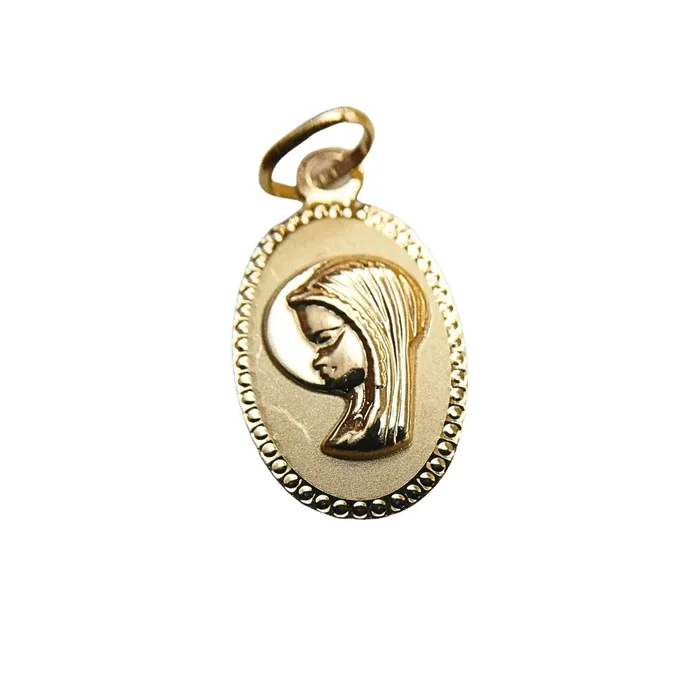 PreStyled Sets SPAIN Medalla de la Virgen Nia en Oro 14k Gold Oval 04 x 08