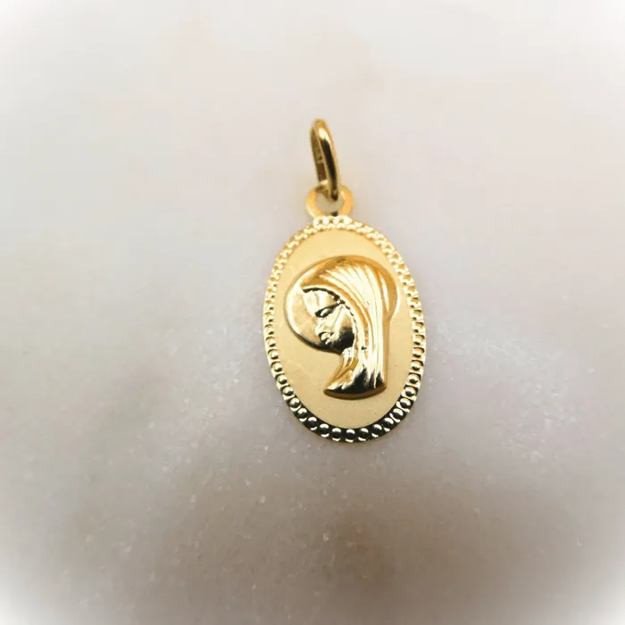 PreStyled Sets SPAIN Medalla de la Virgen Nia en Oro 14k Gold Oval 04 x 08