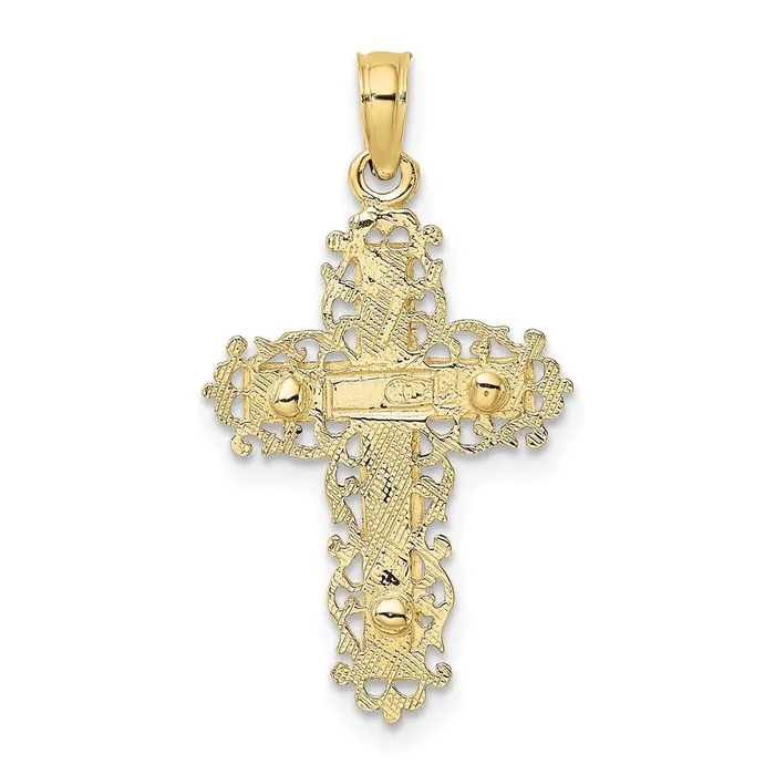 Qgold 10k Twotone 15 mm Twotone Textured w Lace Trim Jesus Crucifix Charm 107 grams Rings Qgold 10k Twotone 15 mm Twotone Textured w Lace Trim Jesus Crucifix Charm 107 grams Rings