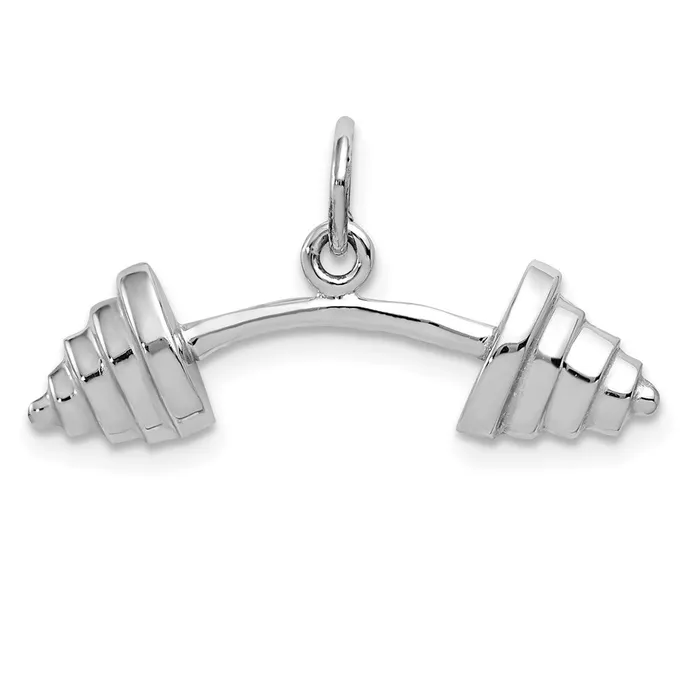 Qgold 10k White Gold 27 mm Barbell Charm 106 grams Charm Necklaces