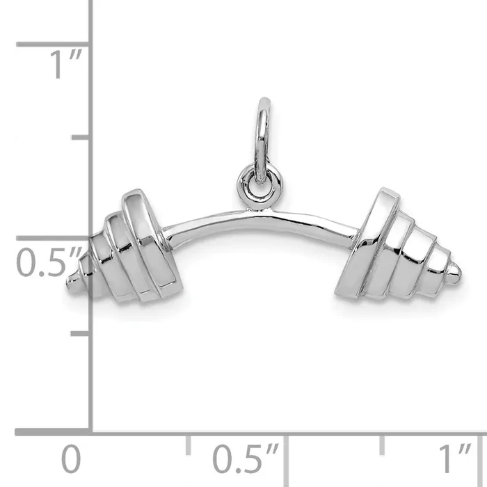 Qgold 10k White Gold 27 mm Barbell Charm 106 grams Charm Necklaces Qgold 10k White Gold 27 mm Barbell Charm 106 grams Charm Necklaces