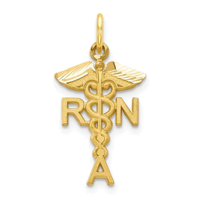 Qgold 10k Yellow Gold 11 mm Solid Registered Nurse Charm 068 grams Charm Necklaces Qgold 10k Yellow Gold 11 mm Solid Registered Nurse Charm 068 grams Charm Necklaces