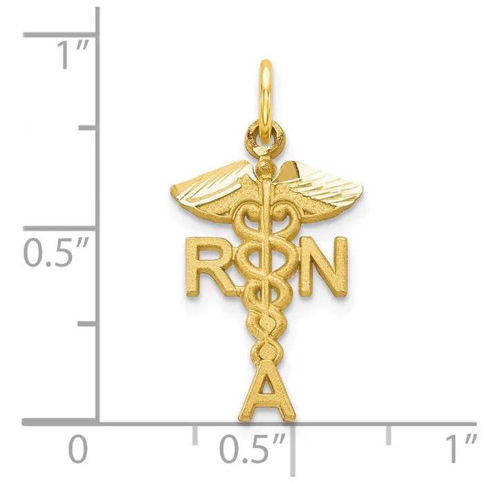 Qgold 10k Yellow Gold 11 mm Solid Registered Nurse Charm 068 grams Charm Necklaces Qgold 10k Yellow Gold 11 mm Solid Registered Nurse Charm 068 grams Charm Necklaces