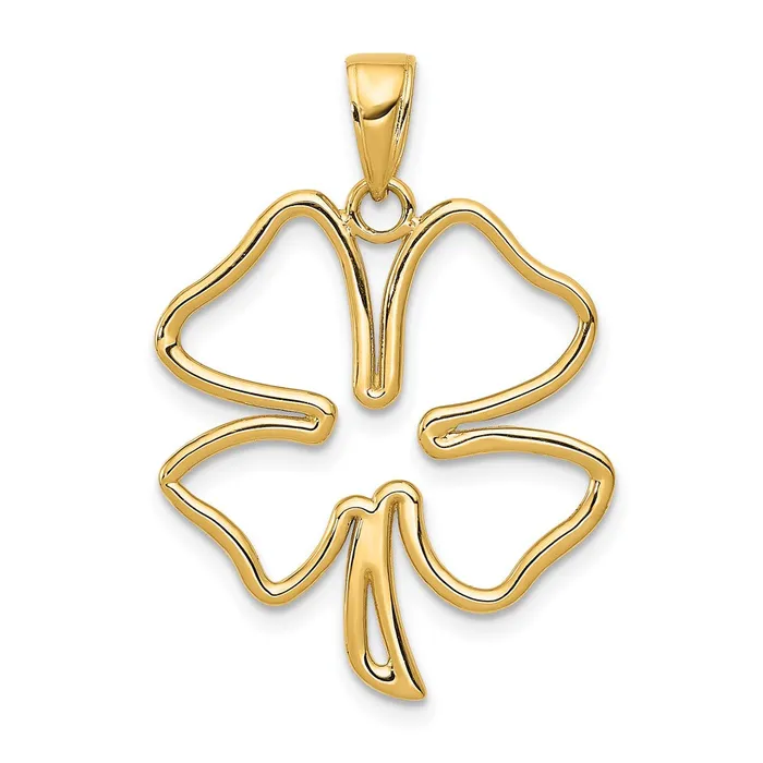 Qgold 10k Yellow Gold 20 mm 4Leaf Clover Pendant 152 grams Necklaces
