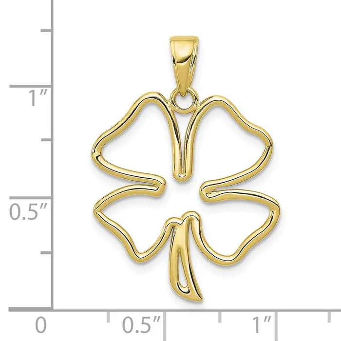 Qgold 10k Yellow Gold 20 mm 4Leaf Clover Pendant 152 grams Necklaces Qgold 10k Yellow Gold 20 mm 4Leaf Clover Pendant 152 grams Necklaces