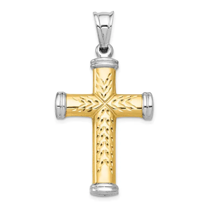 Qgold 14k Twotone 255 mm Reversible Cross 211 grams Rings