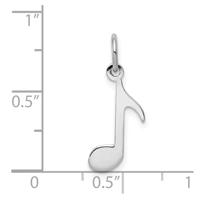 Qgold 14k White Gold 10 mm Polished Musical Note Charm 026 grams Charm Necklaces