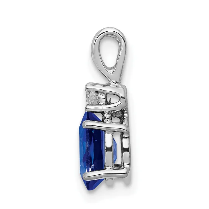 Qgold 14k White Gold 7x5mm Oval Sapphire AA Diamond pendant 075 grams Necklaces Qgold 14k White Gold 7x5mm Oval Sapphire AA Diamond pendant 075 grams Necklaces