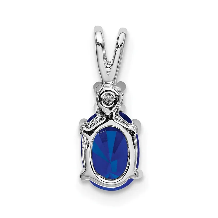 Qgold 14k White Gold 7x5mm Oval Sapphire AA Diamond pendant 075 grams Necklaces Qgold 14k White Gold 7x5mm Oval Sapphire AA Diamond pendant 075 grams Necklaces
