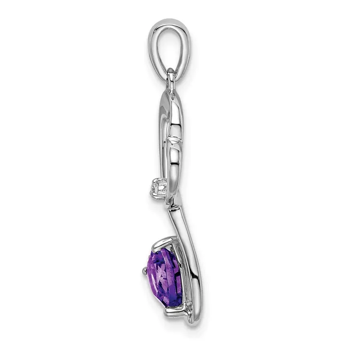 Qgold 14k White Gold Amethyst and Diamond Heart Pendant 135 grams Necklaces Qgold 14k White Gold Amethyst and Diamond Heart Pendant 135 grams Necklaces