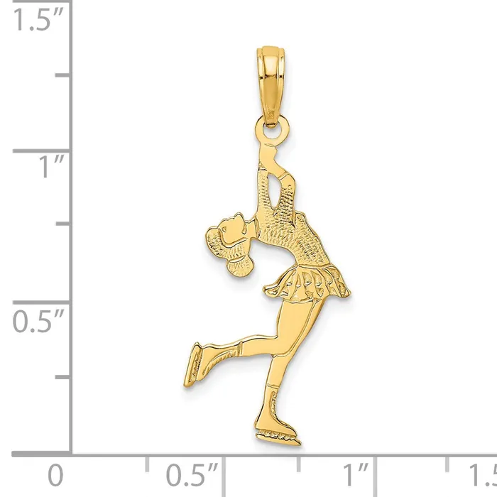 Qgold 14k Yellow Gold 118 mm Ice Skater Turning Charm 097 grams Charm Necklaces Qgold 14k Yellow Gold 118 mm Ice Skater Turning Charm 097 grams Charm Necklaces