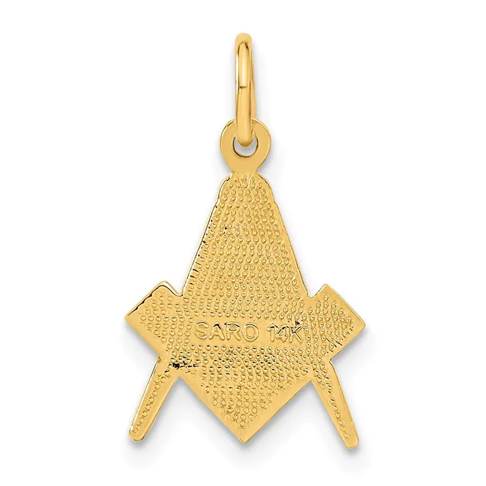 Qgold 14k Yellow Gold 11 mm Polished and Textured Masonic Symbol Charm 096 grams Charm Necklaces Qgold 14k Yellow Gold 11 mm Polished and Textured Masonic Symbol Charm 096 grams Charm Necklaces