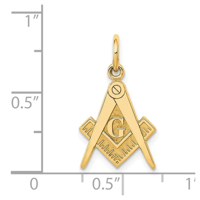 Qgold 14k Yellow Gold 11 mm Polished and Textured Masonic Symbol Charm 096 grams Charm Necklaces Qgold 14k Yellow Gold 11 mm Polished and Textured Masonic Symbol Charm 096 grams Charm Necklaces
