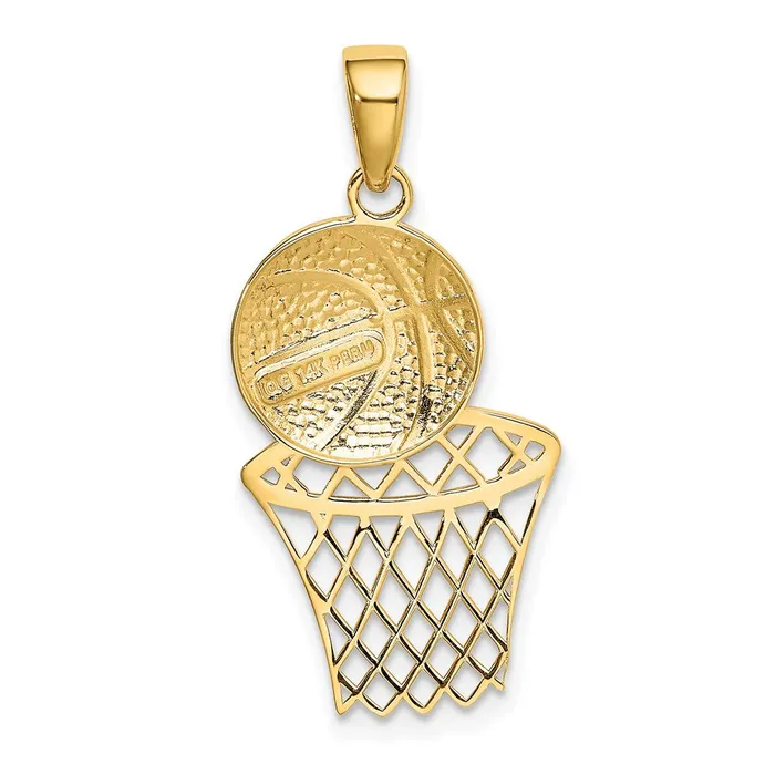 Qgold 14k Yellow Gold 15 mm DiamondCut Basketball and Net Charm 129 grams Charm Necklaces Qgold 14k Yellow Gold 15 mm DiamondCut Basketball and Net Charm 129 grams Charm Necklaces