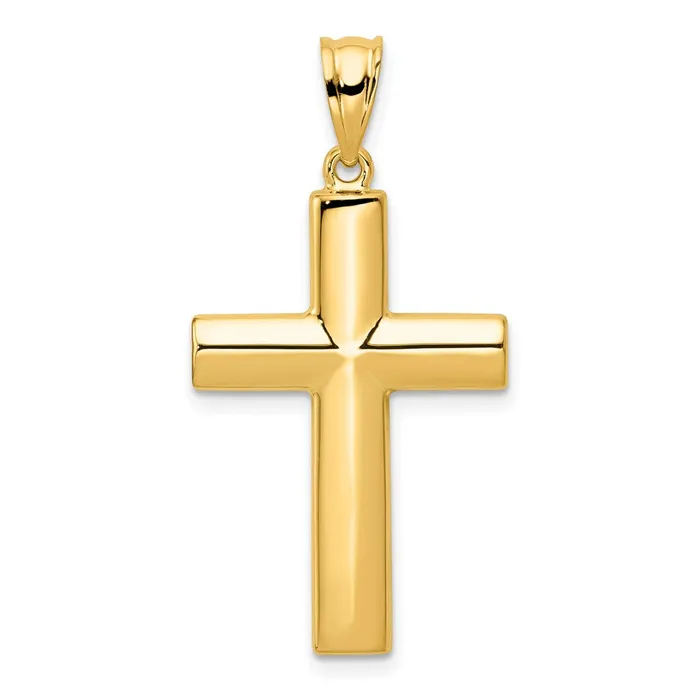 Qgold 14k Yellow Gold 175 mm Hollow Cross Pendant 126 grams Necklaces