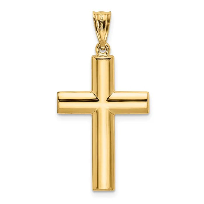 Qgold 14k Yellow Gold 175 mm Hollow Cross Pendant 126 grams Necklaces Qgold 14k Yellow Gold 175 mm Hollow Cross Pendant 126 grams Necklaces
