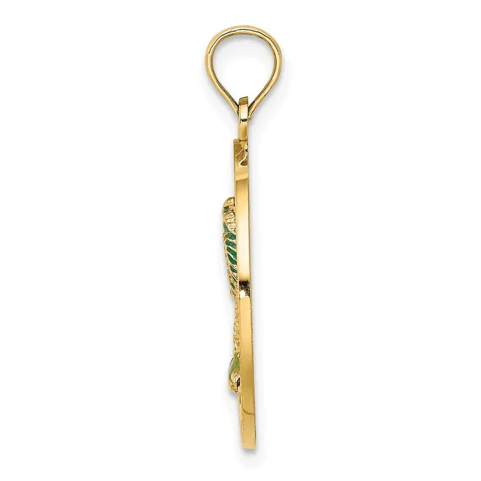 Qgold 14k Yellow Gold 191 mm FLORIDA Enamel Palm Tree Circle Charm 195 grams Charm Necklaces Qgold 14k Yellow Gold 191 mm FLORIDA Enamel Palm Tree Circle Charm 195 grams Charm Necklaces