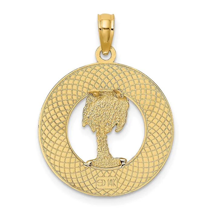 Qgold 14k Yellow Gold 191 mm FLORIDA Enamel Palm Tree Circle Charm 195 grams Charm Necklaces Qgold 14k Yellow Gold 191 mm FLORIDA Enamel Palm Tree Circle Charm 195 grams Charm Necklaces