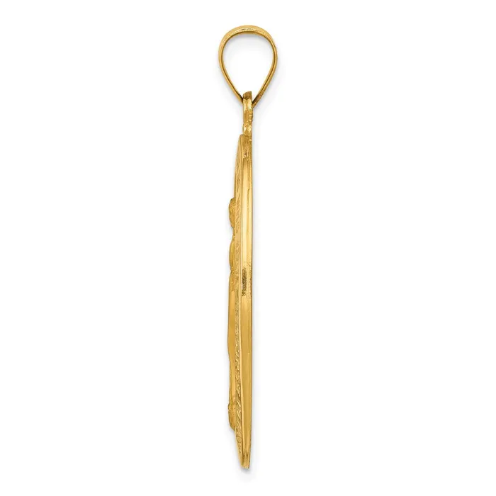 Qgold 14k Yellow Gold 206 mm Hollow Polished And Satin Miraculous Medal Pendant 235 grams Necklaces