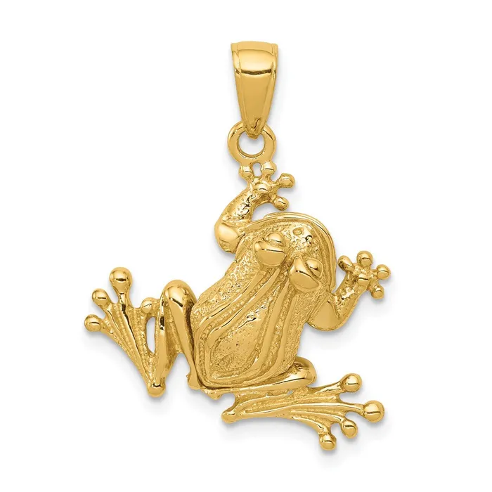 Qgold 14k Yellow Gold 20 mm Solid Polished 3D Moveable Frog Pendant 364 grams PreStyled Sets Qgold 14k Yellow Gold 20 mm Solid Polished 3D Moveable Frog Pendant 364 grams PreStyled Sets