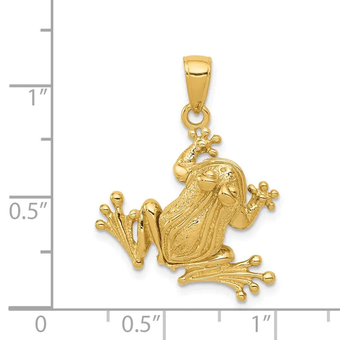 Qgold 14k Yellow Gold 20 mm Solid Polished 3D Moveable Frog Pendant 364 grams PreStyled Sets Qgold 14k Yellow Gold 20 mm Solid Polished 3D Moveable Frog Pendant 364 grams PreStyled Sets