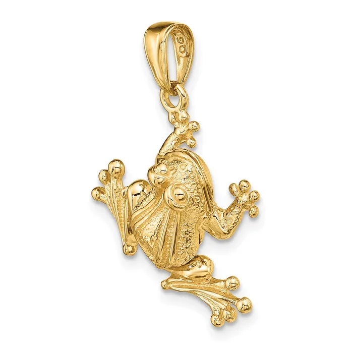 Qgold 14k Yellow Gold 20 mm Solid Polished 3D Moveable Frog Pendant 364 grams PreStyled Sets Qgold 14k Yellow Gold 20 mm Solid Polished 3D Moveable Frog Pendant 364 grams PreStyled Sets
