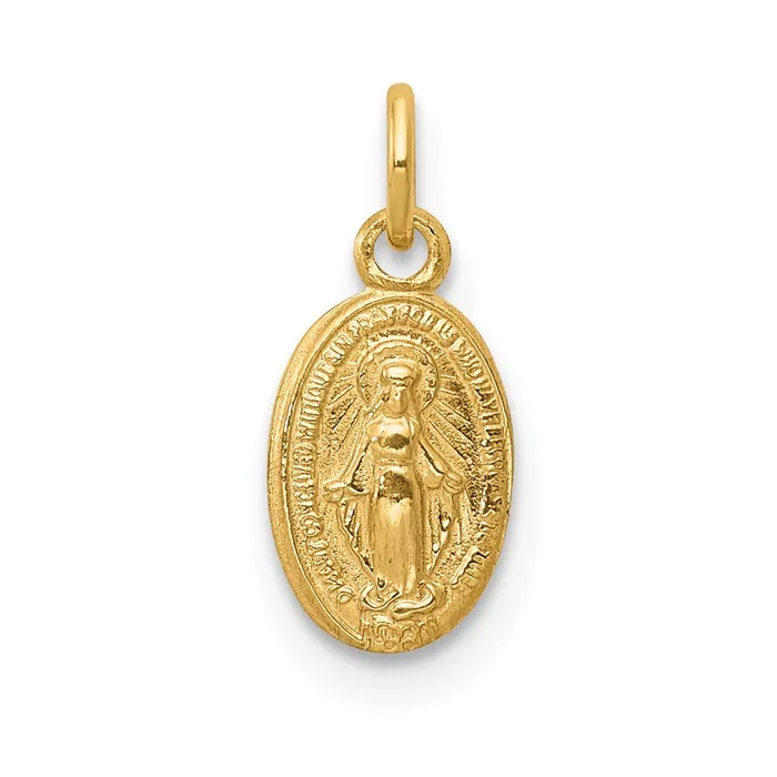 Qgold 14k Yellow Gold 7 mm Miraculous Medal Charm 024 grams Charm Necklaces Qgold 14k Yellow Gold 7 mm Miraculous Medal Charm 024 grams Charm Necklaces
