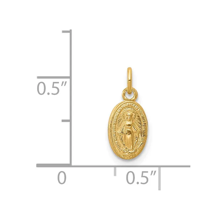 Qgold 14k Yellow Gold 7 mm Miraculous Medal Charm 024 grams Charm Necklaces