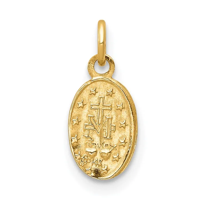 Qgold 14k Yellow Gold 7 mm Miraculous Medal Charm 024 grams Charm Necklaces