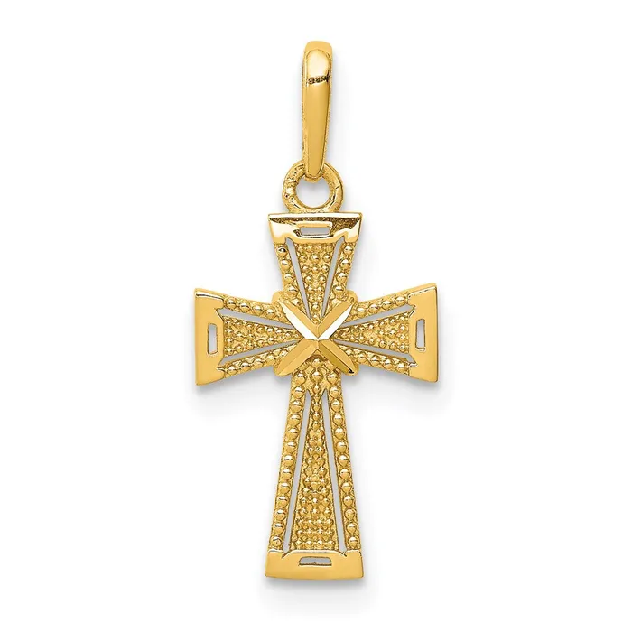 Qgold 14k Yellow Gold 95 mm DC Cross Pendant 056 grams Necklaces