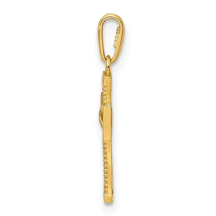 Qgold 14k Yellow Gold 95 mm DC Cross Pendant 056 grams Necklaces