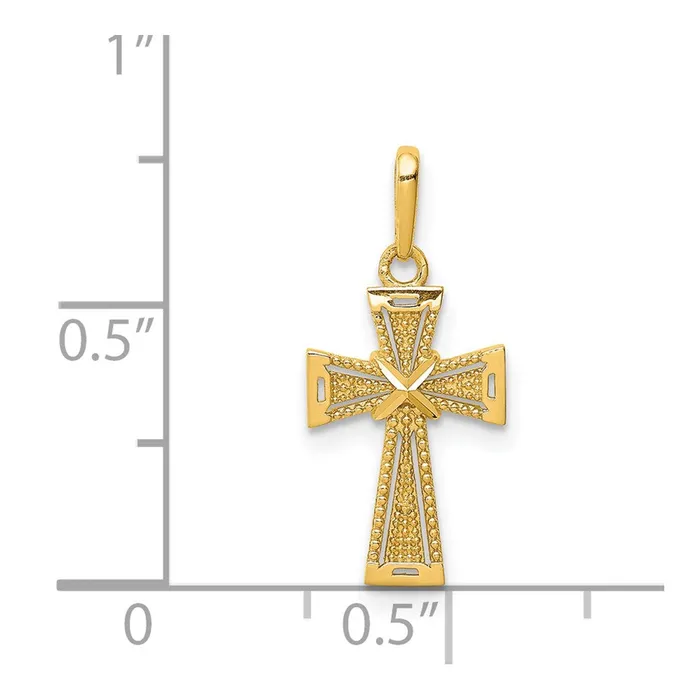 Qgold 14k Yellow Gold 95 mm DC Cross Pendant 056 grams Necklaces