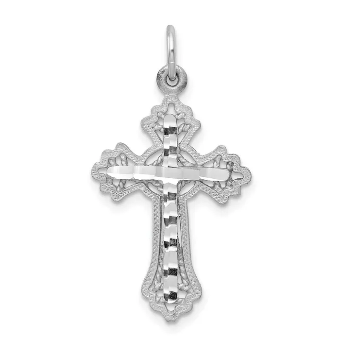 Qgold Charm Necklaces 10k White Gold 16 mm DiamondCut Cross Charm 118 grams Qgold Charm Necklaces 10k White Gold 16 mm DiamondCut Cross Charm 118 grams